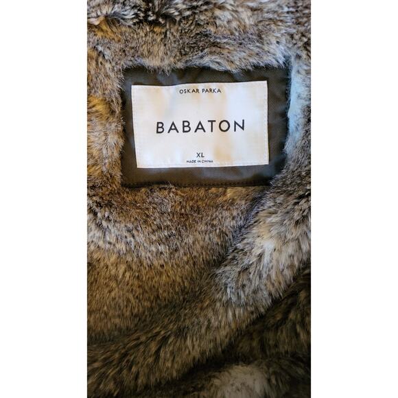 Aritzia Babaton Oskar Parka Olive Green Faux Fur Size XL Heavyweight EUC - Picture 8 of 16